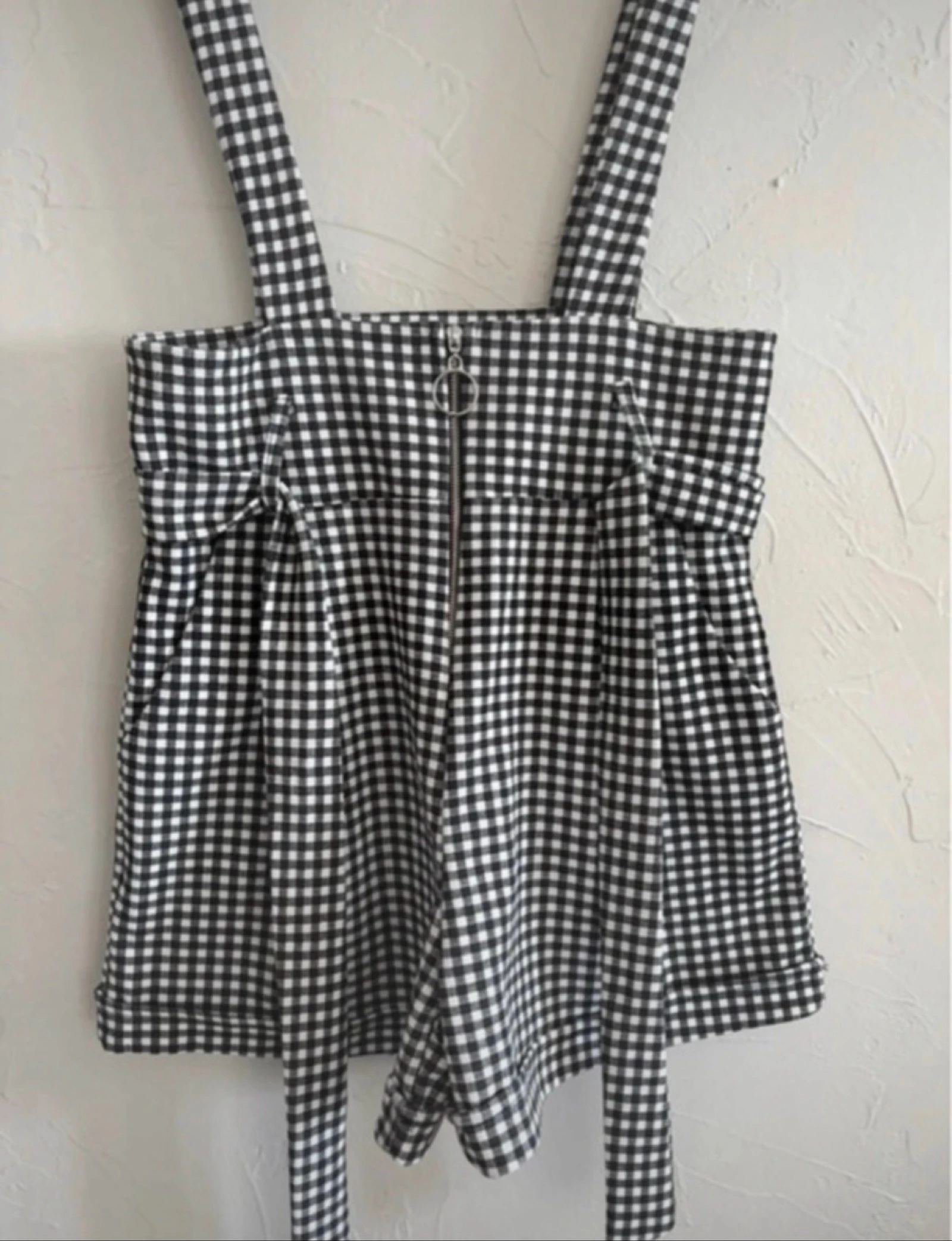 Shorts de cintura alta vichy com alças vintage tamanho 36 – photo 2